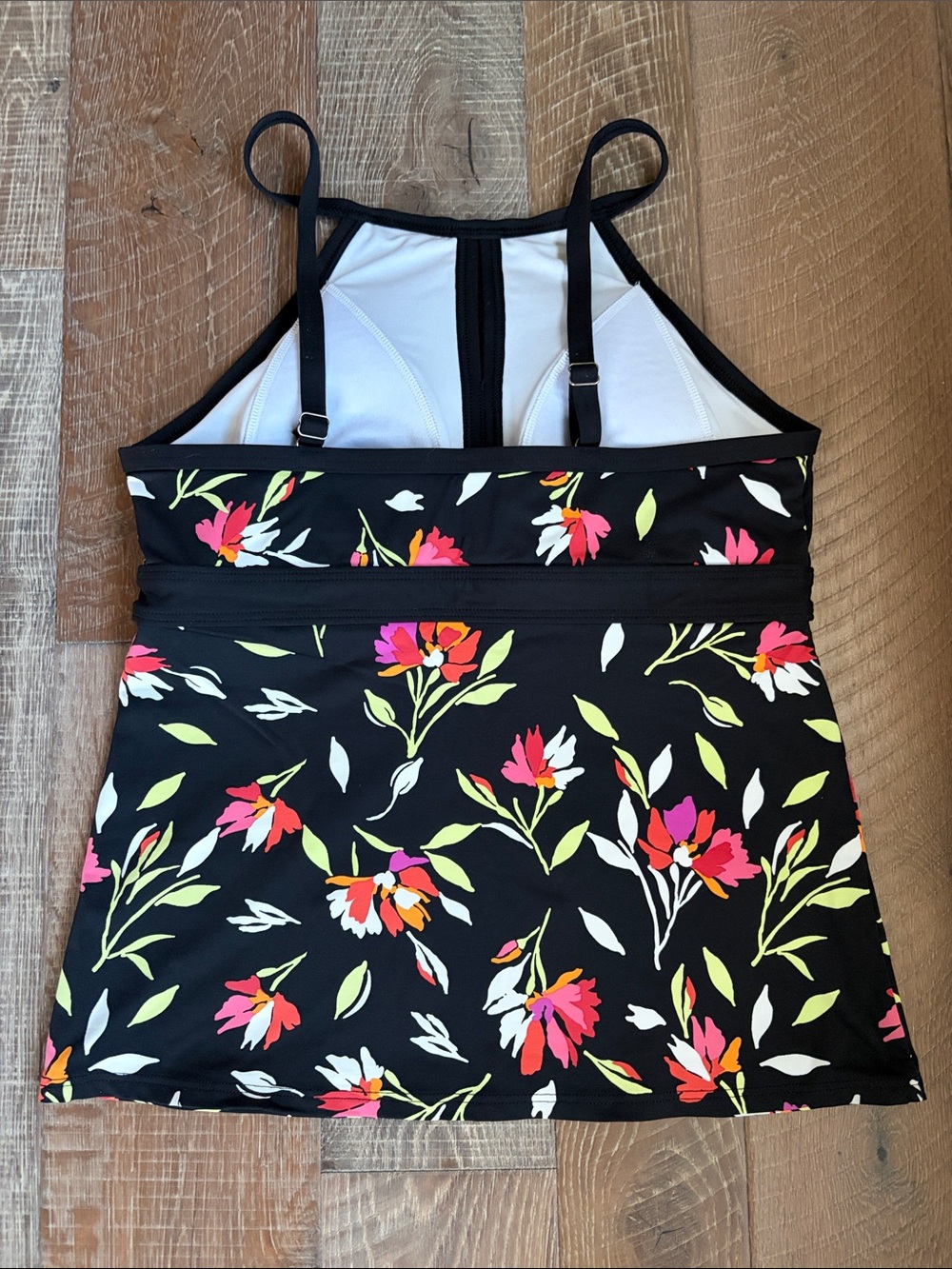 Lands' End Black Floral Tankini-Style Top - Picture 3 of 5